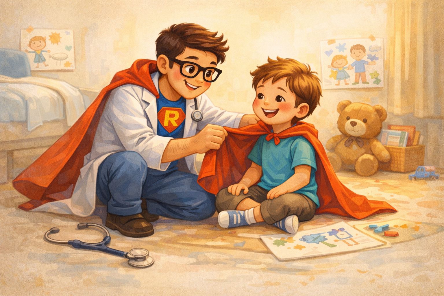 Consulta pediátrica com acolhimento infantil